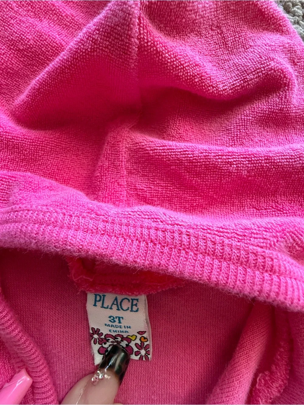 The Children's Place Bright Pink Hooded Terry Swim Coverup Dress with Butterfly